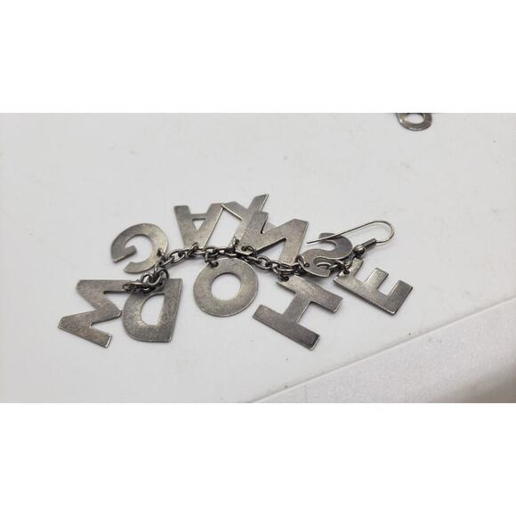 Vintage Earrings Super Long Dangle Letter Charms Spell Words 1970s Create - Picture 6 of 7